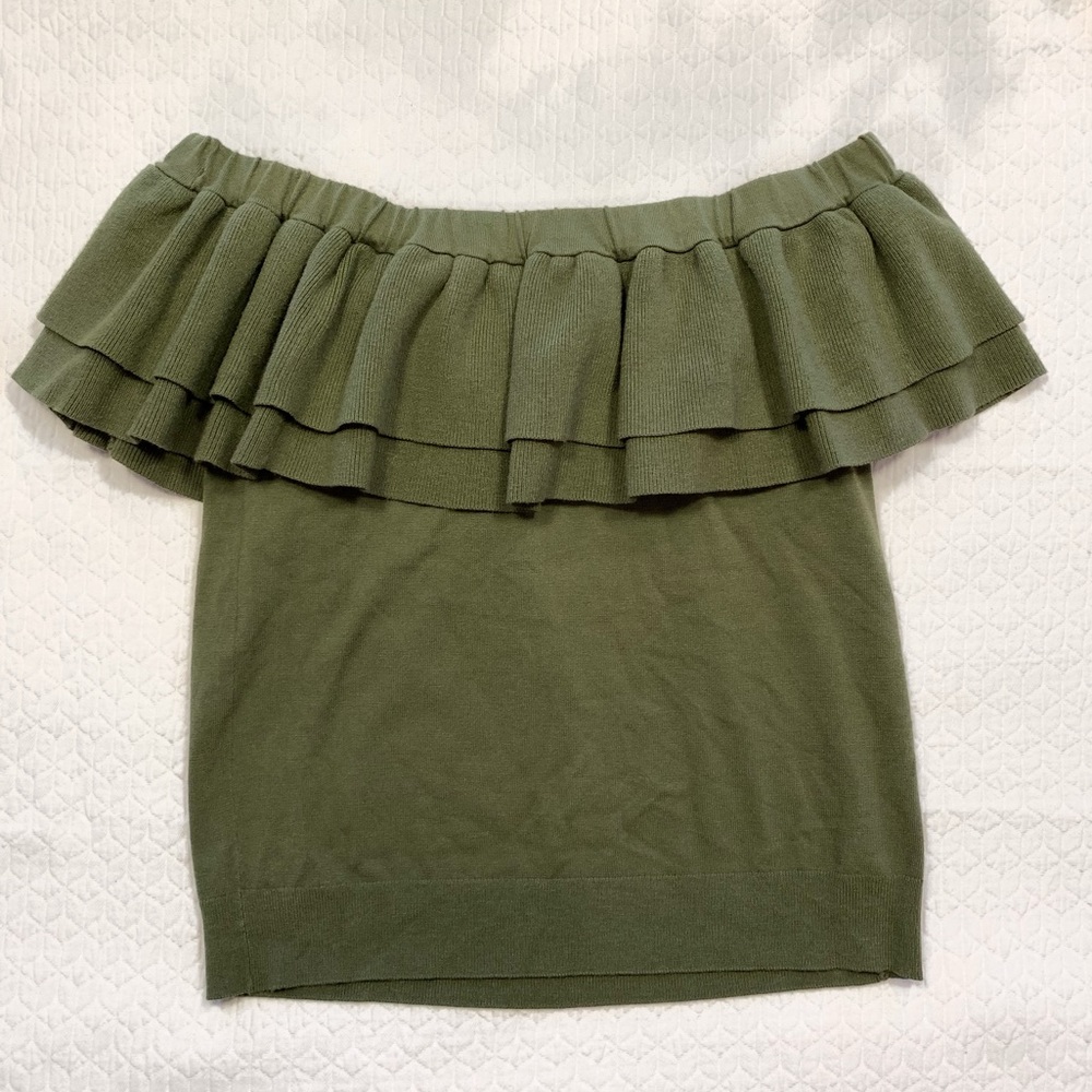 Green Off-the-shoulder J. Crew Sweater